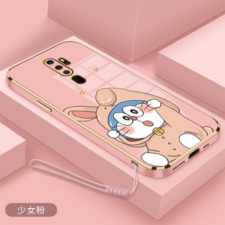 เคสโทรศัพท์มือถือ ยางนิ่ม กันรอยกล้อง ลายการ์ตูนโดราเอมอน กระต่าย แฟชั่นหรูหรา สําหรับ Oppo F11 A7 A5S A12 A11K Oppo A9 2020 A5 2020 A91 Oppo A52 A92 A53 2020