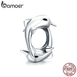 bamoer Silver 925 Jewelry Dolphins Charms for Original 3mm Snake Bracelet Women Jewelry Making BSC296