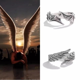 [YY] แหวนคู่รัก ปีศาจ และนางฟ้า ออกแบบเฉพาะ อินเทรนด์ แฟชั่นผู้ชาย และผู้หญิง แหวนปรับขนาดได้