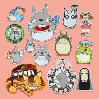 แผ่นแพทช์ ลายการ์ตูนอนิเมะ Miyazaki Hayao Spirited Away No Face Man My Neighbor Totoro สําหรับตกแต่งเสื้อผ้า Diy
