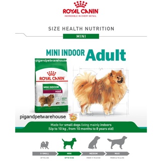 ภาพขนาดย่อของภาพหน้าปกสินค้าMini Indoor Adult 1.5kg Royal Canin อาหารสุนัขพันธุ์เล็กที่เลี้ยงในบ้าน 1.5กิโล จากร้าน pigandpetwarehouse บน Shopee