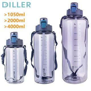 Diller ขวดน้ำ หุ้มฉนวน ขนาด พร้อมหลอดและสายคล้อง ปลอดสาร BPA สำหรับกีฬาและฟิตเนส ขวดใหญ่ 4 ลิตร 1050 มล./ 2000 มล. / 4000 มล. D47
