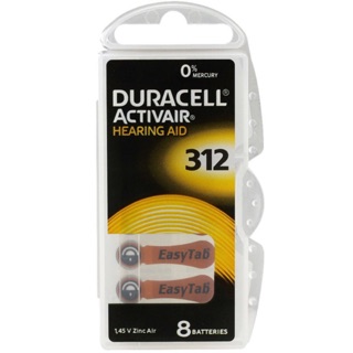 ถ่านเครื่องช่วยฟัง Duracell เบอร์ 312 แผงละ 8 ก้อน  ผลิตในเยอรมัน หมดอายุ 09/2026