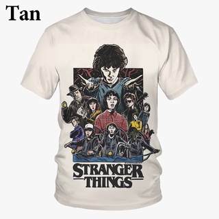 เสื้อยืดโอเวอร์ไซส์ใหม่ เสื้อยืดแขนสั้น คอกลม พิมพ์ลาย Stranger Things 3dt แฟชั่นS-3XL