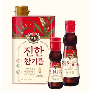 น้ำมันงา น้ำมันงาคั่ว เกาหลี 100% cj beksul sesame oil collection 백설 참기름 korea sesame oil