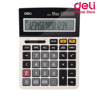 Deli 1672C Calculator เครื่องคิดเลขแบบตั้งโต๊ะ 14 หลัก พร้อมฟั่งค์ชั่นเช็คย้อนหลัง 150 ครั้ง อุปกรณ์สำนักงาน ที่คิดเลข