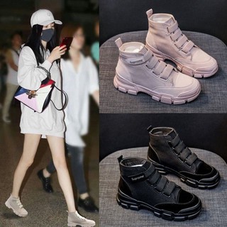 🔥ในสต็อก! ใหม่สไตล์อังกฤษรองเท้าส้นสูง Velcro รถจักรยานยนต์ Martin Boots