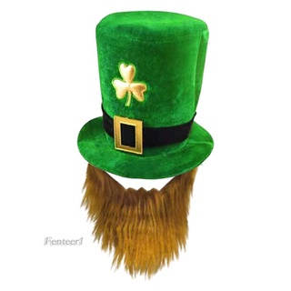 [Fenteer1] หมวก St PatrickS Day พร้อมเครา สีเขียว อุปกรณ์เสริม สําหรับปาร์ตี้