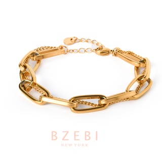 Bzebi สร้อยข้อมือ สเตนเลส ชุบทอง 18K สไตล์เกาหลี ป้องกันสนิม เครื่องประดับแฟชั่น พรีเมี่ยม ไม่จางหาย ใส่อาบน้ําได้ 988b