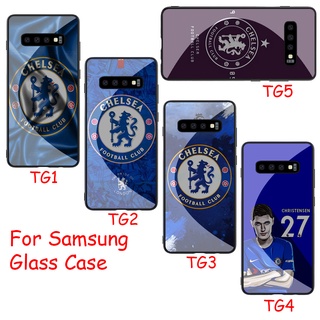 เคสกระจกนิรภัย ขอบนิ่ม ลายโลโก้สโมสรฟุตบอล Chelsea สําหรับ Samsung Galaxy S8 S9 S10 Plus RCZ35