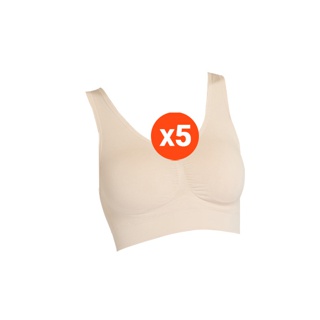 โปรโมชั่น : Wacoal Seamless Bra เซ็ต 5 ชิ้น บราสวมหัว ไร้โครง ไร้ตะเข็บ รุ่น WH9C24 สีเบจ BE