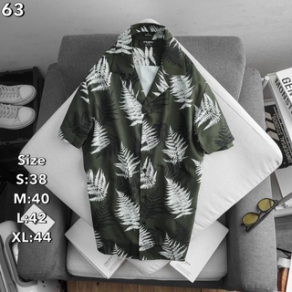 (สินค้าราคาพิเศษ) เสื้อเชิ้ตแขนสั้น เสื้อฮาวาย เสื้อพิมพ์ลาย งานป้าย #FENDI เนื้อผ้าเย็นระบายอากาศ สไตล์วินเทจ