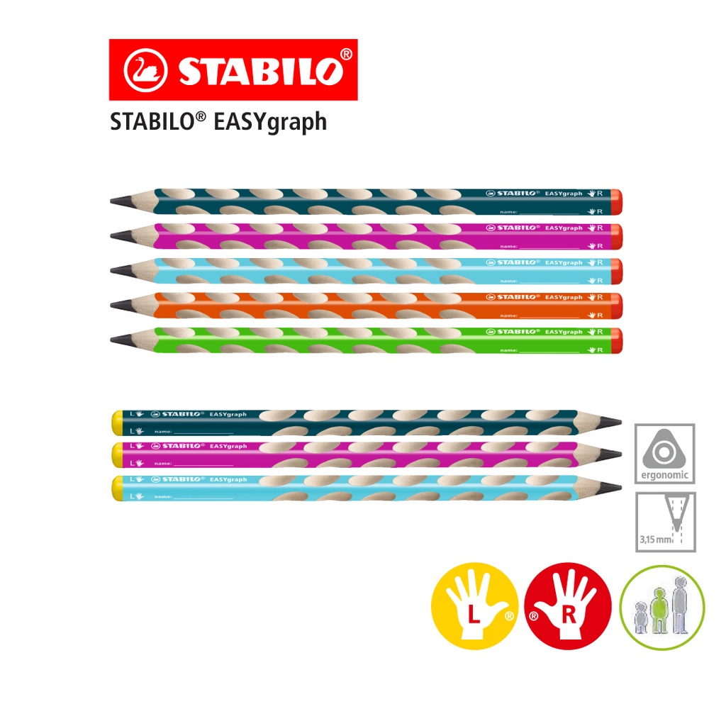 STABILO EASYgraph 2B แท้จากเยอรมนี ดินสอสำหรับเด็ก หัดเขียน ถนัดซ้าย ...
