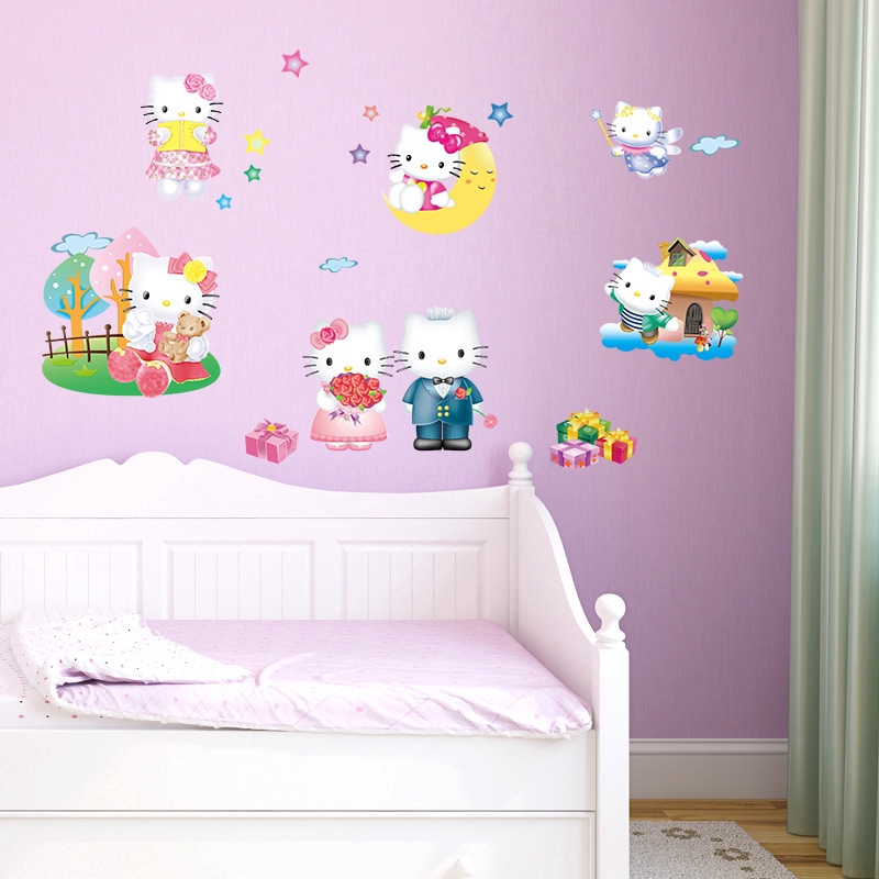 zooyoo-สติ๊กเกอร์ติดผนัง-hello-kitty-คิตตี้ประตูสติ๊กเกอร์ติดผนังแมวสถานรับเลี้ยงเด็กและหน้าต่างสติกเกอร์