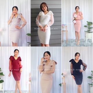 B018 ชุดเดรสสั้น ชุดราตรีสั้น ไซส์S-XXL ใส่ทำงาน ใส่ออกงาน