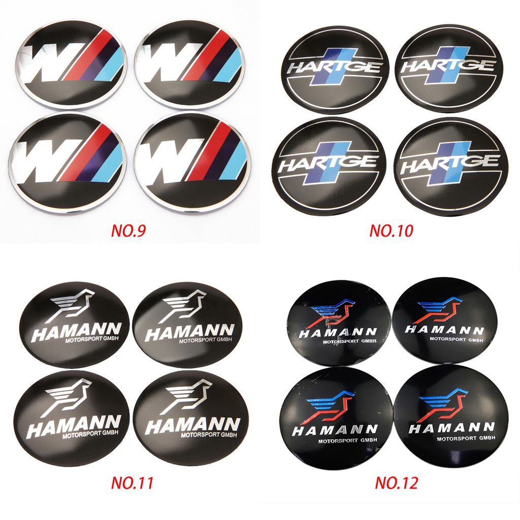 สติ๊กเกอร์ฝาครอบล้อรถยนต์สําหรับ-bmw-m-power-alpina-ac-hamann-hartge-4-ชิ้น