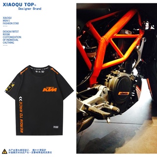 เสื้อยืดโอเวอร์ไซส์เสื้อยืดแขนสั้นทีม KTM ผู้ที่ชื่นชอบรถจักรยานยนต์หนักชายและหญิงขี่ผ้าฝ้ายครึ่งแขนการแข่งขันเสื้อผ้าเส