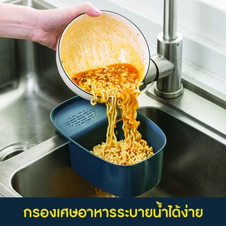 ที่กรองเศษอาหาร ที่กรองเศษอาหาร ที่ทิ้งเศษอาหารกรองเศษอาหาร แบบ อาน แถม ฟองน้ำมหัสจรรย์ 1 ชิ้น ตะกร้าล้างผลไม้ ตะกร้าตะแ