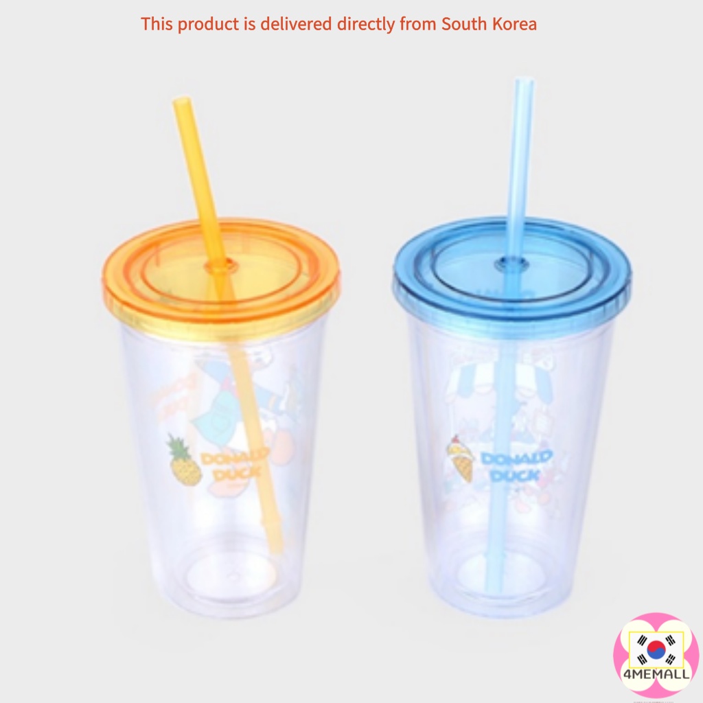daiso-korea-disney-donald-duck-melamine-coaster-amp-portable-straw-cup-450ml