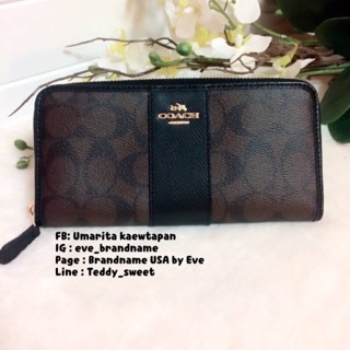 Coach wallet ใบยาว มีช่องใส่บัตรเยอะ สีน้ำตาล-ดำ พร้อมส่งค่ะ