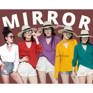 Code : Mirr00 เสื้อสีเหลือง เสื้อมีโชคเกอคอ  งานป้าย mirrorsister