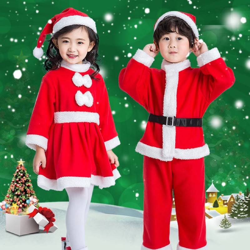 ชุดซานตาครอสเด็ก-ชุดแซนต้าเด็ก-ชุดหิมะขาว-ผ้ากำมะหยี่สีแดง