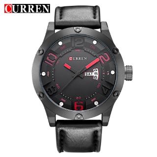 CURREN Mens Watch Modern Style Sports Wrist Watch Week Date Display Leather strap Quartz Male Clock Waterproof Watches