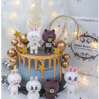 ท็อปเปอร์เค้ก ลายตุ๊กตาหมี กระต่าย CONY สีน้ำตาล สำหรับตกแต่งเค้ก