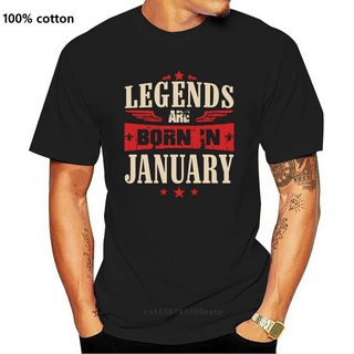 เสื้อยืดผ้าฝ้ายพิมพ์ลายขายดี เสื้อยืดแขนสั้น คอกลม พิมพ์ลาย Legends Are Born In January ขนาดใหญ่ สําหรับผู้ชาย