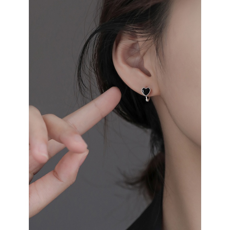ต่างหูเงินสเตอร์ลิง-s925-รูปหัวใจ-เรียบง่าย-เครื่องประดับแฟชั่น-สําหรับผู้หญิง-นักเรียน