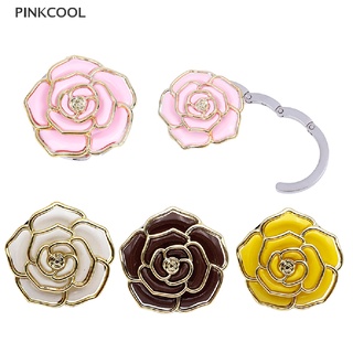 Pinkcool ตะขอแขวนกระเป๋าถือ แบบพับได้ ลายดอกกุหลาบ 1 ชิ้น