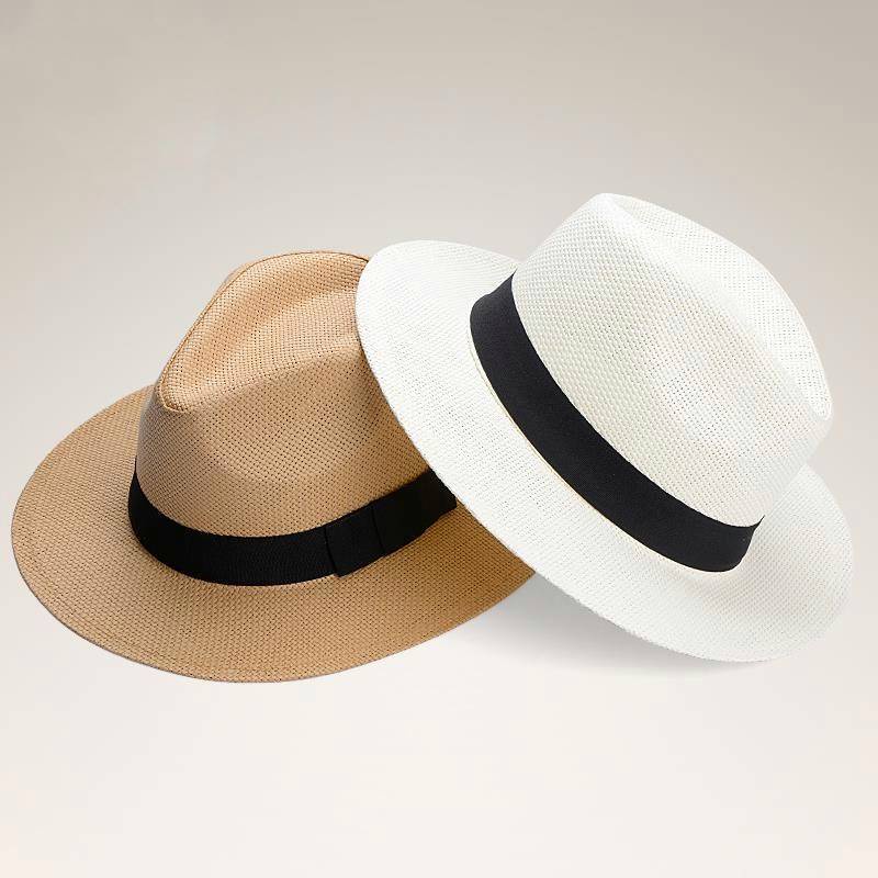 ภาพหน้าปกสินค้าหมวกผู้ชายทรงปานามาสีพื้นใส่เบาสบาย สามารถใส่ได้ทั้งหญิงและชาย.​B069