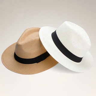 ภาพขนาดย่อของสินค้าหมวกผู้ชายทรงปานามาสีพื้นใส่เบาสบาย สามารถใส่ได้ทั้งหญิงและชาย.​B069