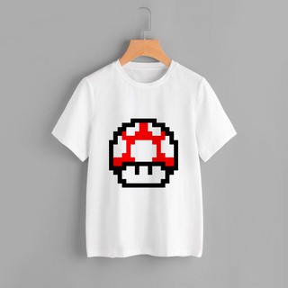 HH [8 BIT] - เสื้อยืดลายมาริโอ้แปดบิท เสื้อยืดผ้าฝ้าย