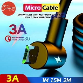 Caravan Crew Micro USB Cable 3A Fast Charge USB Data Cable Charging สายชาร์จ มุม สำหรับ ชาร์จเร็ว