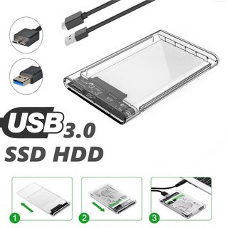 2.5-Inch SATA 3.0 To USB 3.0 Hard Drive Disk Box HDD External Enclosure SATA HDD And SSD -Transparent แบบใส