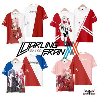 【CustomFashion】เสื้อยืด พิมพ์ลายอนิเมะ Darling In The Franxx Girl Zero Two 3D สไตล์ฮาราจูกุ สําหรับผู้ชาย และผู้หญิง