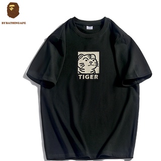 Bape ROCKY เสื้อยืดแขนสั้น ทรงหลวม พิมพ์ลายเสือ แฟชั่นฤดูร้อน สําหรับผู้ชาย