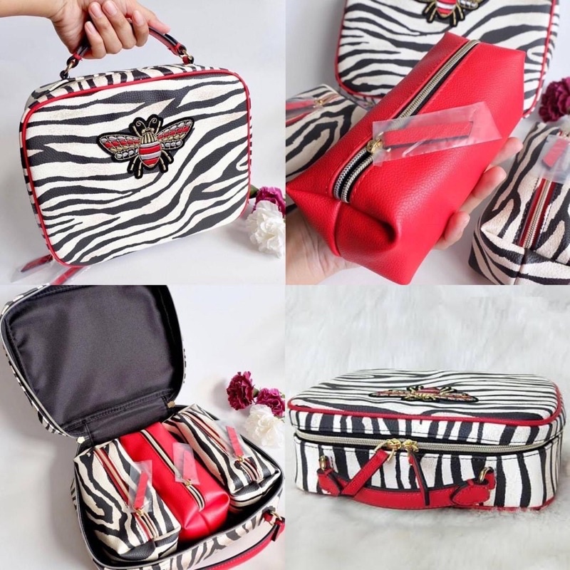 estee-lauder-zebra-pattern-bag-กระเป๋า-estee-ลายม้าลาย-เซต-4-ชิ้น-มีกระเป๋าลูกให้-3-ใบด้วยนะคะ