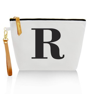 กระเป๋าผ้าลายอักษร ALPHABET CLUTCHES POUCH WHITE ”R”