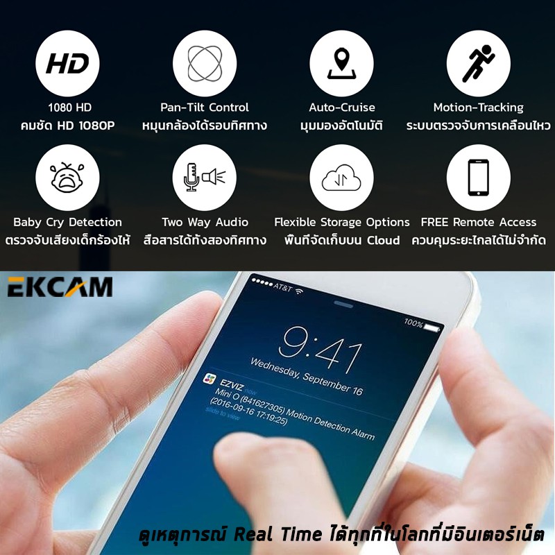 ภาพสินค้าEkcam P2P+ฟรี32GB กล้องวงจรปิด ล้องวงจรปิดไร้สายFull HD 1080P Wirlessกล้องวงจรIPล้านพิกเซล ดูภาพผ่านมือถือฟรีV380pro จากร้าน ekcam บน Shopee ภาพที่ 1