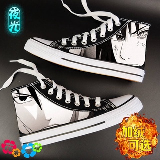 One PIece รองเท้าผ้าใบ。 รองเท้าผ้าใบหุ้มข้อสูงบุขนกำมะหยี่กันหนาวรุ่นฤดูใบไม้ร่วงและฤดูหนาวรองเท้าผ้าใบผู้ชายหล่ออินเท