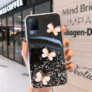 New VIVO V21 5G 2021 เคส Soft Case Star Sequins Glitter Three Dimensional Butterfly Phone Case เคสโทรศัพท TPU All Inclusive Protective Cover