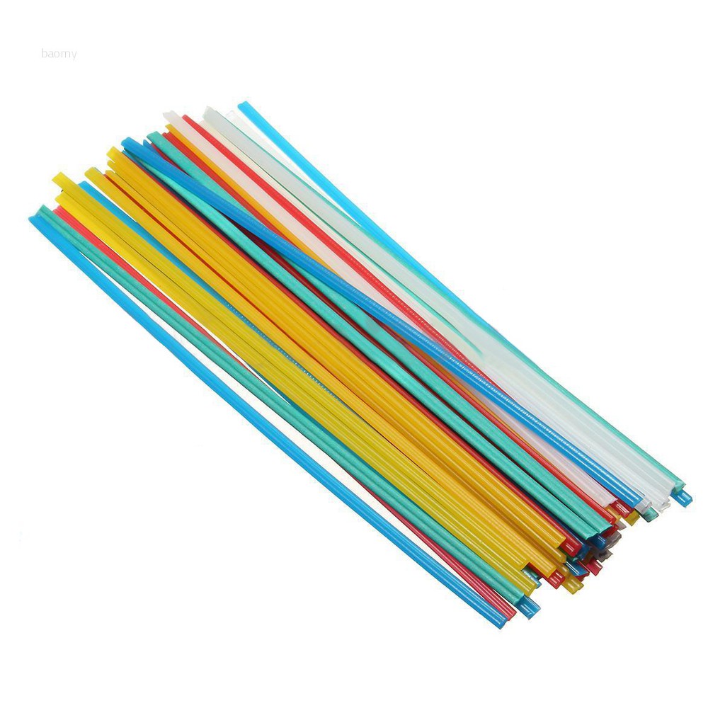 baomy-แท่งเชื่อมพลาสติก-สีฟ้า-ขาว-เหลือง-แดง-เขียว-5-สี-50-ชิ้น