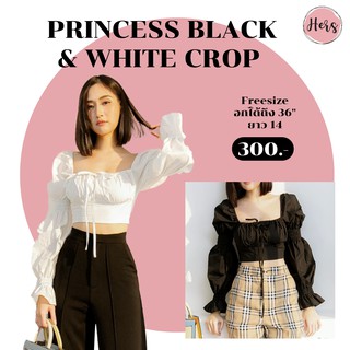 Princess black&amp;white crop เสื้อครอปสีขาว