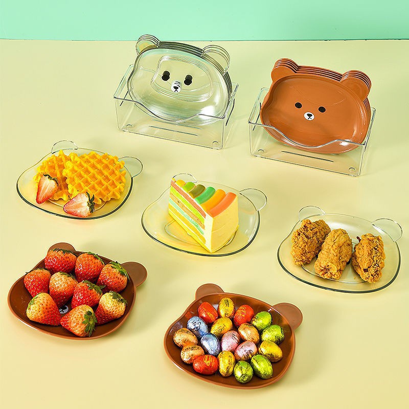cucucute-ชุดจานแบ่ง-จานแบ่งขนม-จานข้าวเด็ก-รูปหมี-จานพลาสติก-จานมินิมอล-จานพลาสติก
