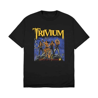 เสื้อยืดสีดำอินเทรนด์Rockerstar เสื้อยืด พิมพ์ลาย Trivium of Streaming สําหรับเด็กS-4XL
