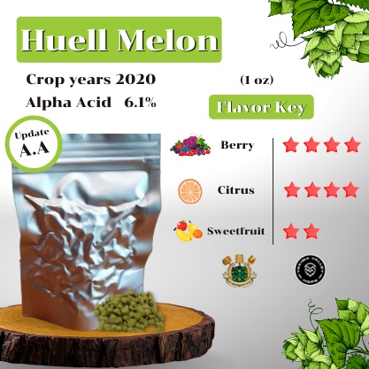 ภาพหน้าปกสินค้าHuell Melon Hops GER (1oz) Crop years 2020 (บรรจุด้วยระบบสูญญากาศ)