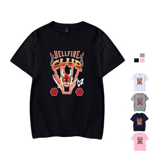 เสื้อยืดลําลอง แขนสั้น พิมพ์ลายกราฟิก Hellfire Club Stranger Things Season 4 แฟชั่นฤดูร้อน สําหรับผู้ชาย และผู้หญิง