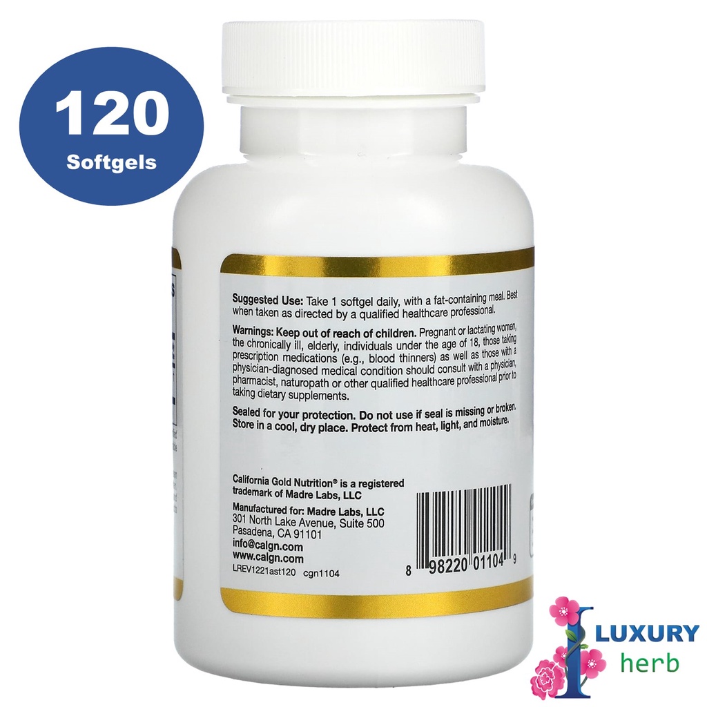 ภาพสินค้าCalifornia Gold Nutrition Astaxanthin 12 mg pure icelandic Astraxanthin 30/120 softgels จากร้าน iluxuryherb บน Shopee ภาพที่ 6